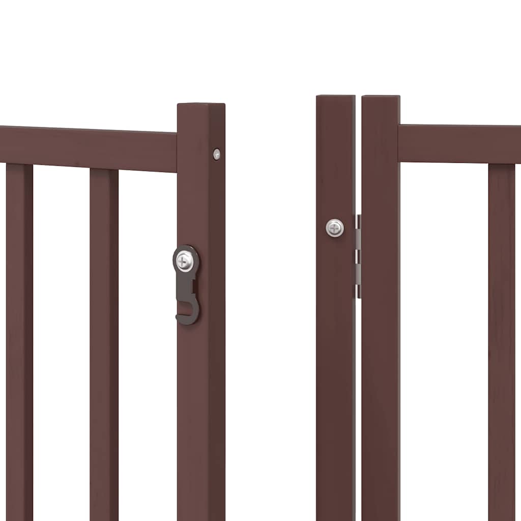 Dog Gate with Door Foldable 12 Panels Brown 600 cm Poplar Wood