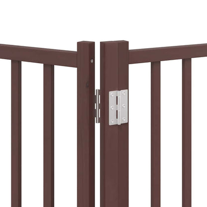 Dog Gate with Door Foldable 12 Panels Brown 600 cm Poplar Wood