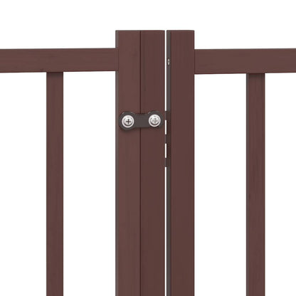 Dog Gate with Door Foldable 15 Panels Brown 750 cm Poplar Wood