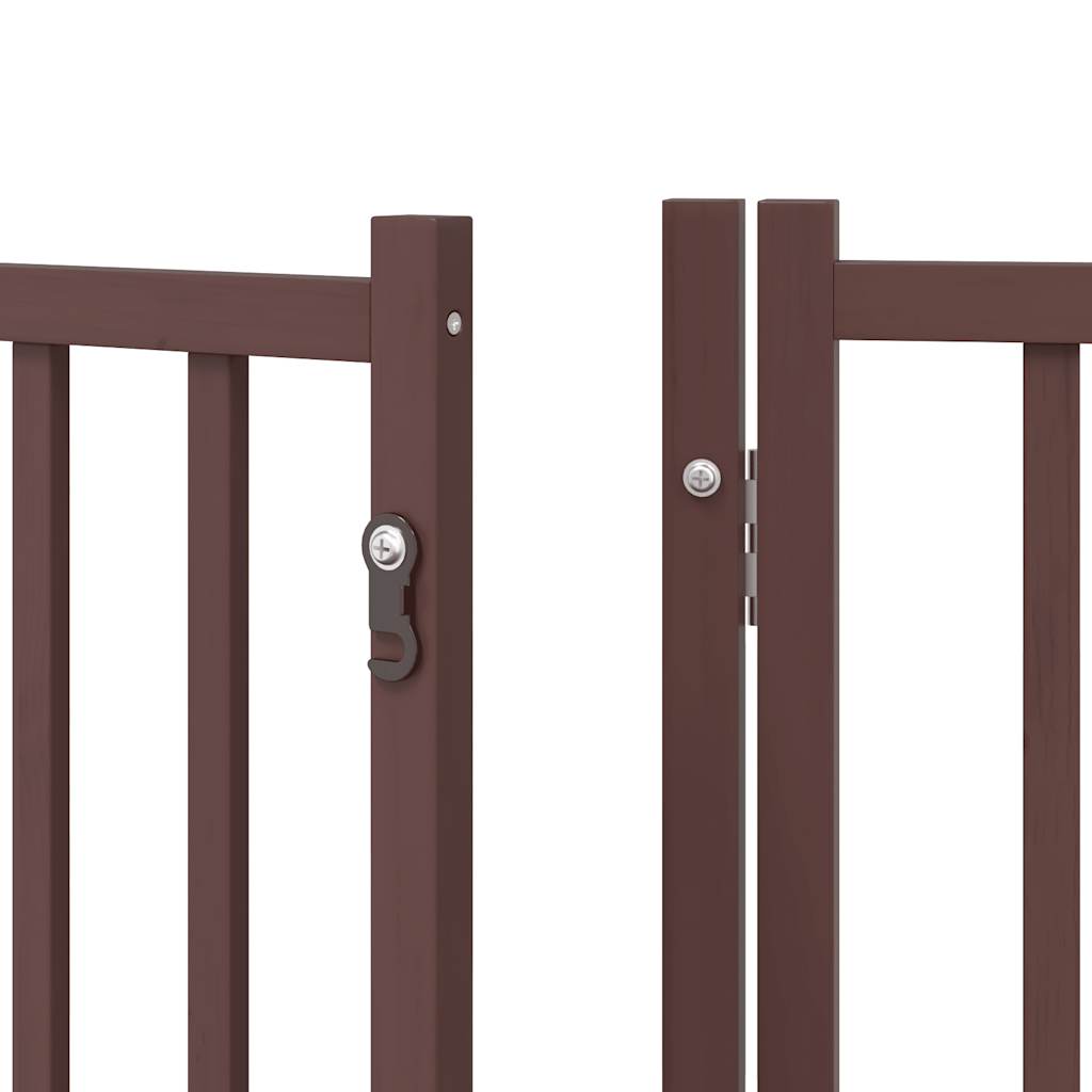 Dog Gate with Door Foldable 15 Panels Brown 750 cm Poplar Wood