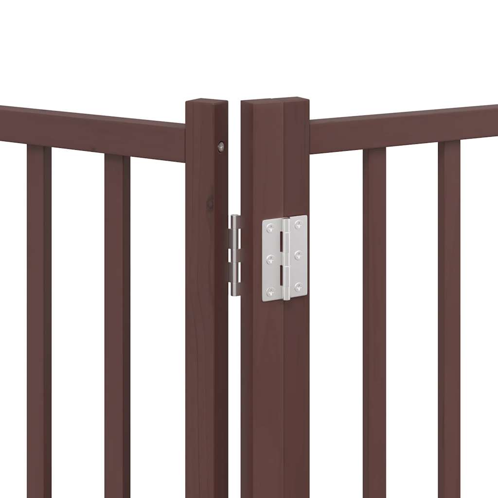 Dog Gate with Door Foldable 15 Panels Brown 750 cm Poplar Wood