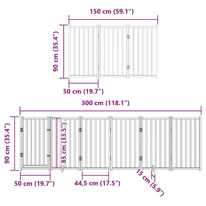 Dog Gate with Door Foldable 15 Panels Brown 750 cm Poplar Wood