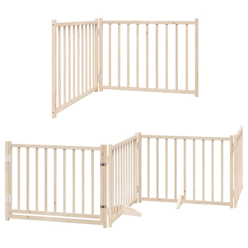 Dog Gate with Door Foldable 6 Panels 480 cm Poplar Wood