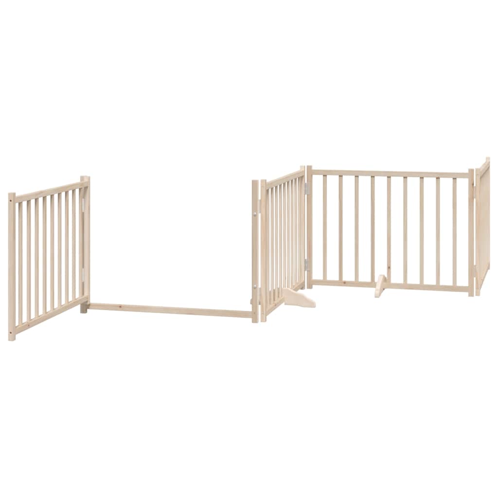 Dog Gate with Door Foldable 6 Panels 480 cm Poplar Wood