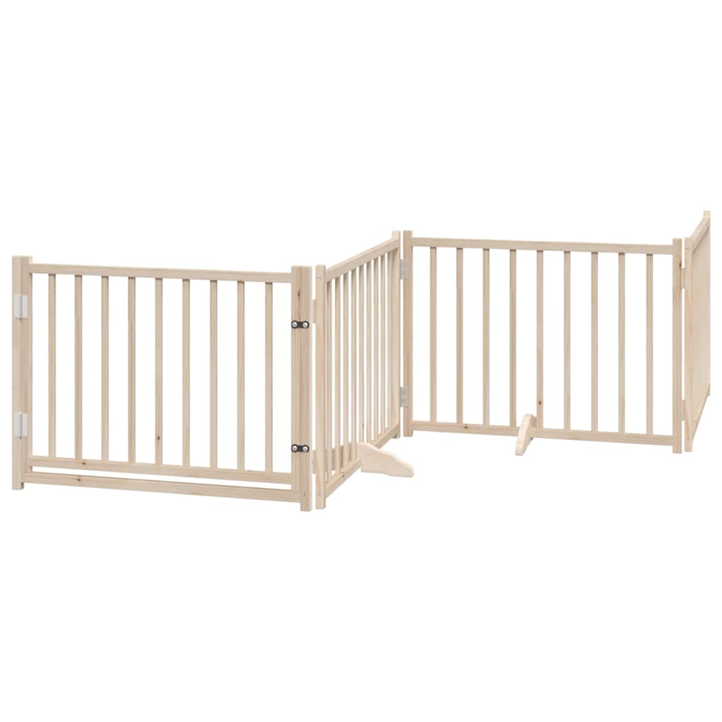 Dog Gate with Door Foldable 8 Panels 640 cm Poplar Wood