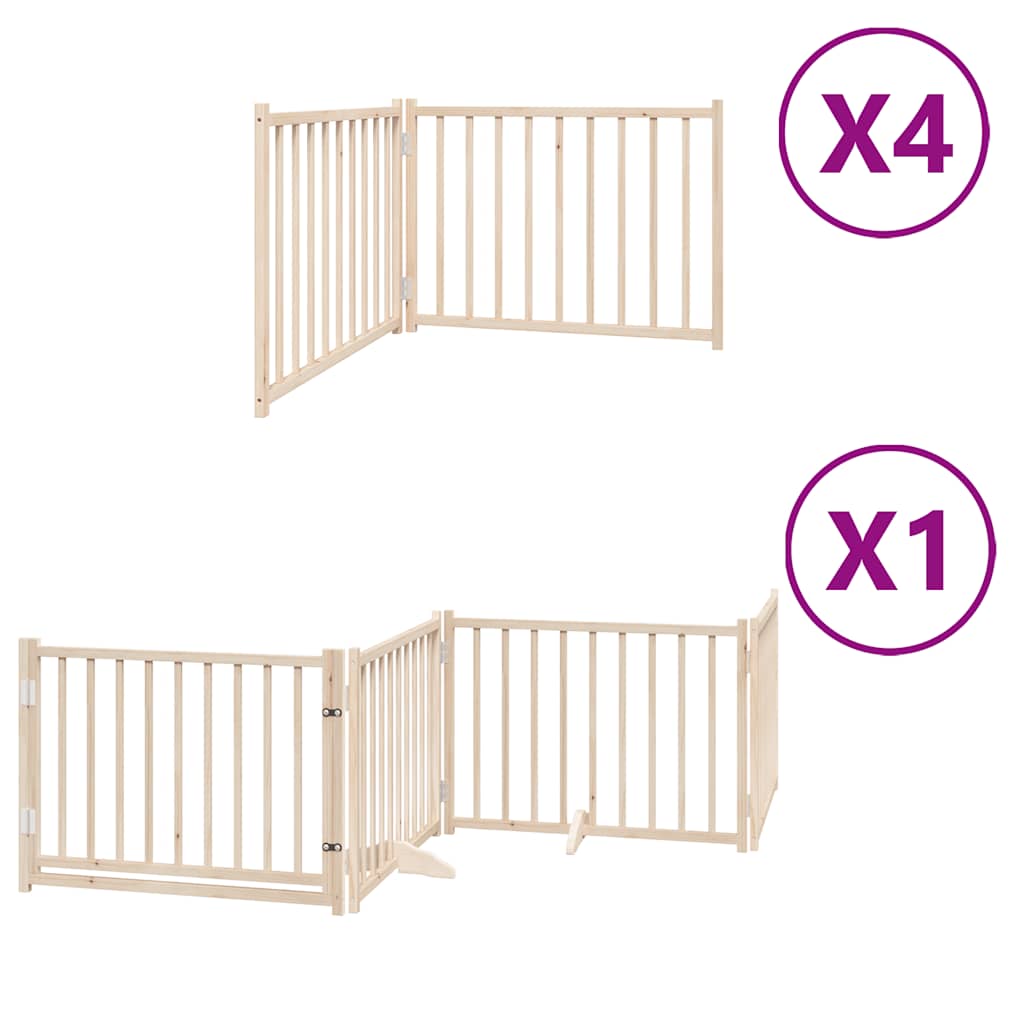Dog Gate with Door Foldable 12 Panels 960 cm Poplar Wood
