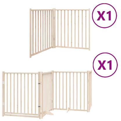 Dog Gate with Door Foldable 6 Panels 480 cm Poplar Wood
