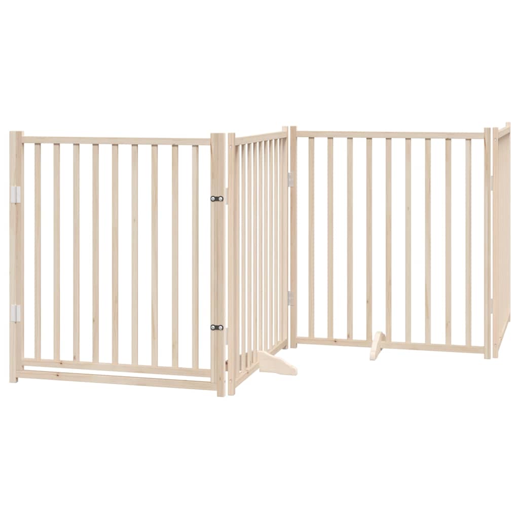 Dog Gate with Door Foldable 6 Panels 480 cm Poplar Wood