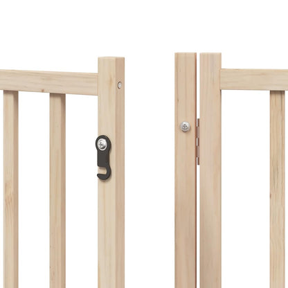 Dog Gate with Door Foldable 8 Panels 640 cm Poplar Wood