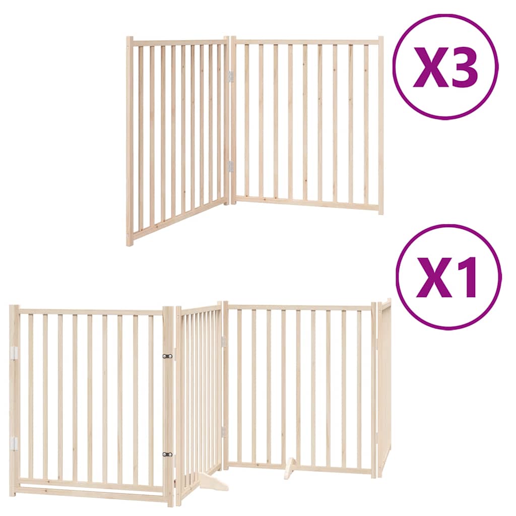 Dog Gate with Door Foldable 10 Panels 800 cm Poplar Wood