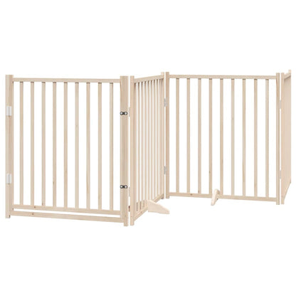 Dog Gate with Door Foldable 12 Panels 960 cm Poplar Wood