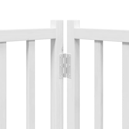 Dog Gate with Door Foldable 8 Panels White 640 cm Poplar Wood