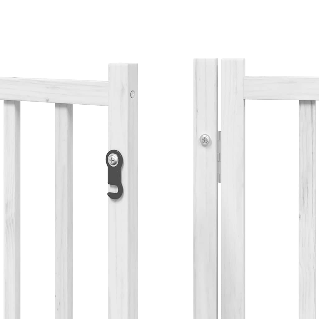 Dog Gate with Door Foldable 8 Panels White 640 cm Poplar Wood