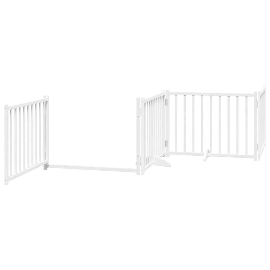 Dog Gate with Door Foldable 10 Panels White 800 cm Poplar Wood