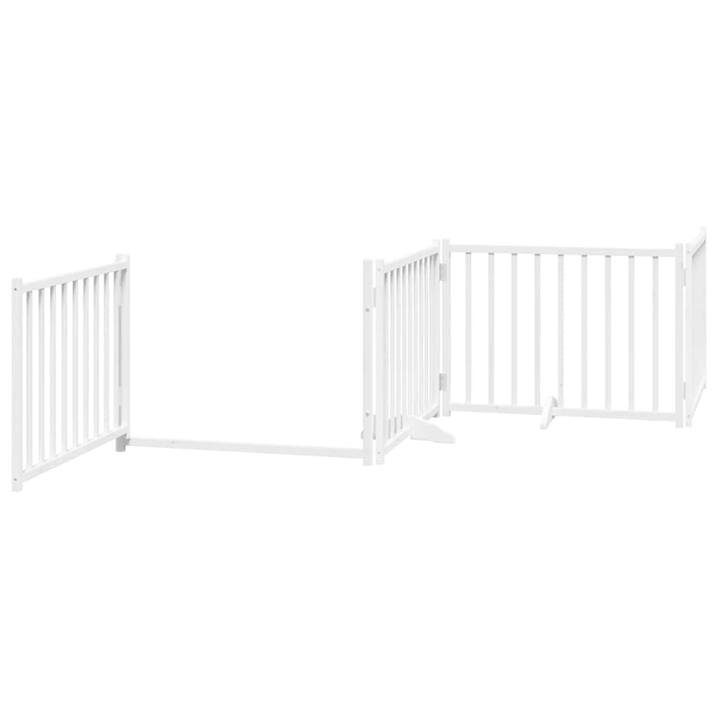 Dog Gate with Door Foldable 12 Panels White 960 cm Poplar Wood