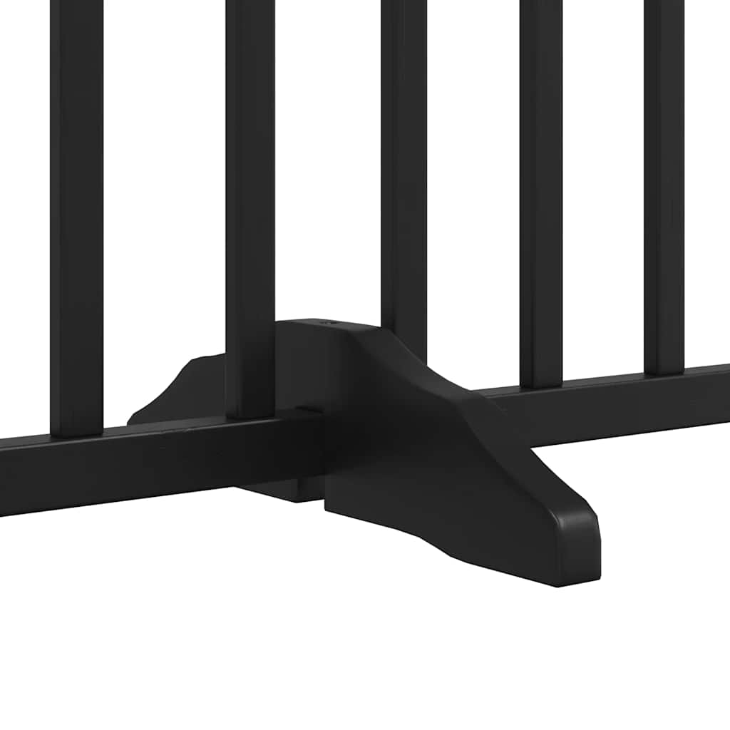 Dog Gate with Door Foldable 8 Panels Black 640 cm Poplar Wood