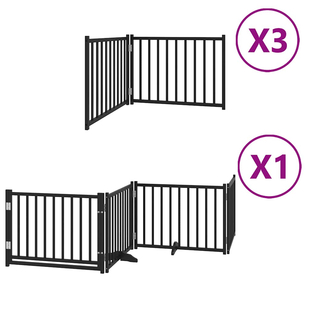 Dog Gate with Door Foldable 10 Panels Black 800 cm Poplar Wood