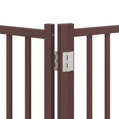 Dog Gate with Door Foldable 8 Panels Brown 640 cm Poplar Wood