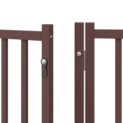 Dog Gate with Door Foldable 8 Panels Brown 640 cm Poplar Wood