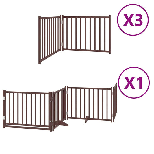 Dog Gate with Door Foldable 10 Panels Brown 800 cm Poplar Wood