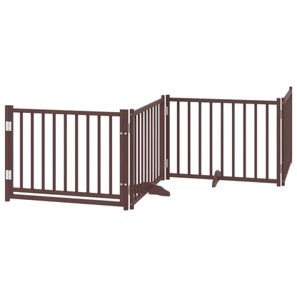 Dog Gate with Door Foldable 10 Panels Brown 800 cm Poplar Wood
