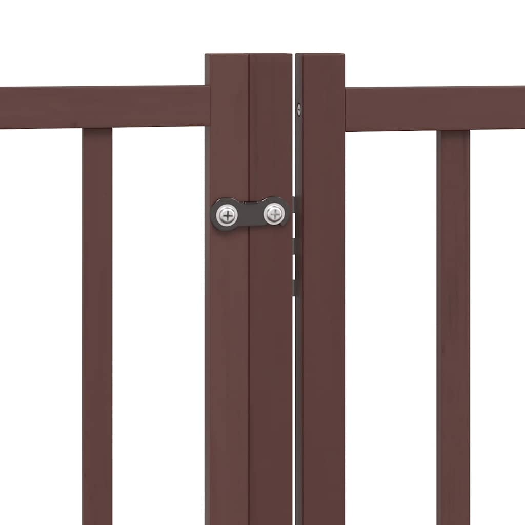 Dog Gate with Door Foldable 10 Panels Brown 800 cm Poplar Wood