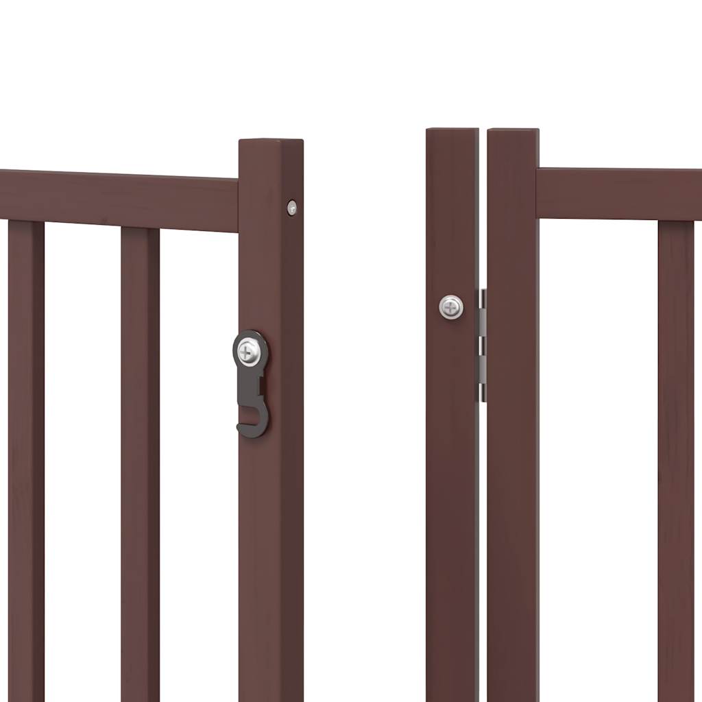 Dog Gate with Door Foldable 12 Panels Brown 960 cm Poplar Wood