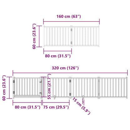 Dog Gate with Door Foldable 12 Panels Brown 960 cm Poplar Wood
