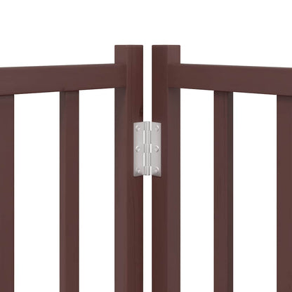 Dog Gate with Door Foldable 8 Panels Brown 640 cm Poplar Wood