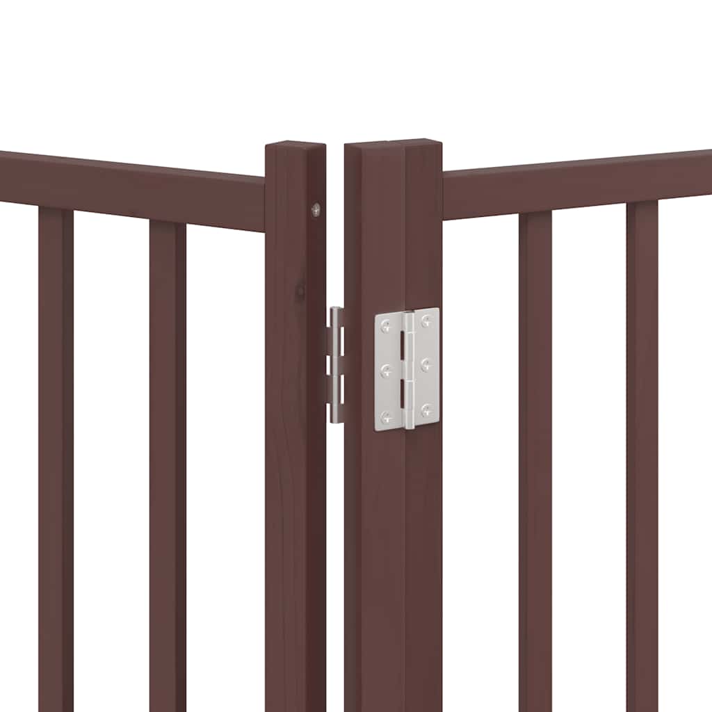 Dog Gate with Door Foldable 10 Panels Brown 800 cm Poplar Wood