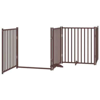 Dog Gate with Door Foldable 10 Panels Brown 800 cm Poplar Wood