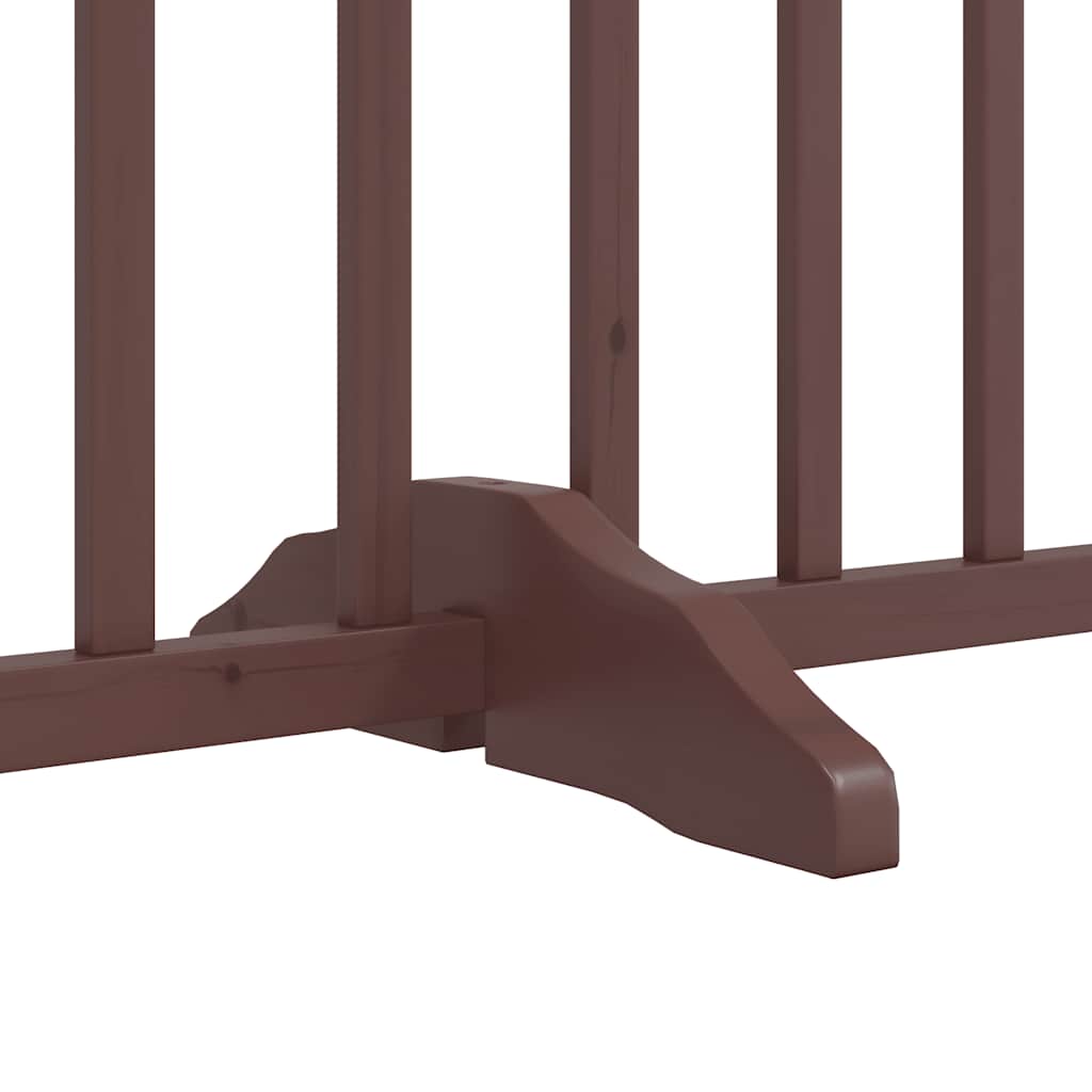 Dog Gate with Door Foldable 10 Panels Brown 800 cm Poplar Wood