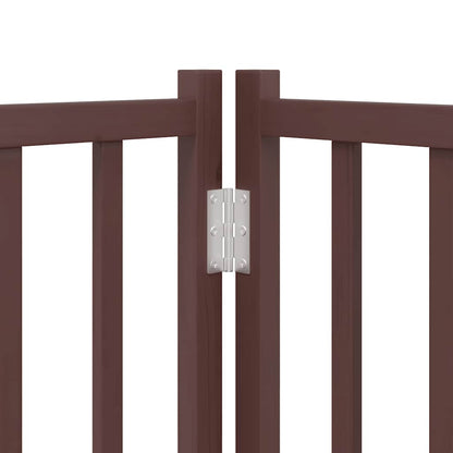 Dog Gate with Door Foldable 12 Panels Brown 960 cm Poplar Wood