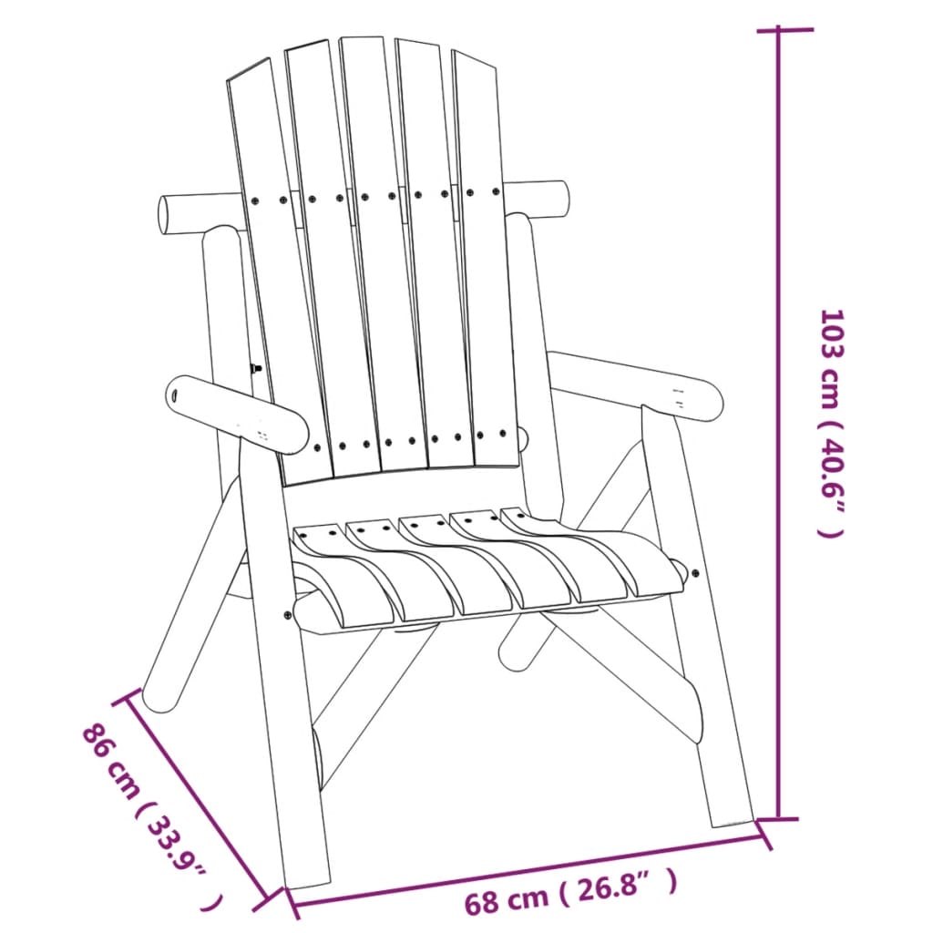 Garden Chair | Burned wood look | Solid Spruce Wood | Standard | Durable