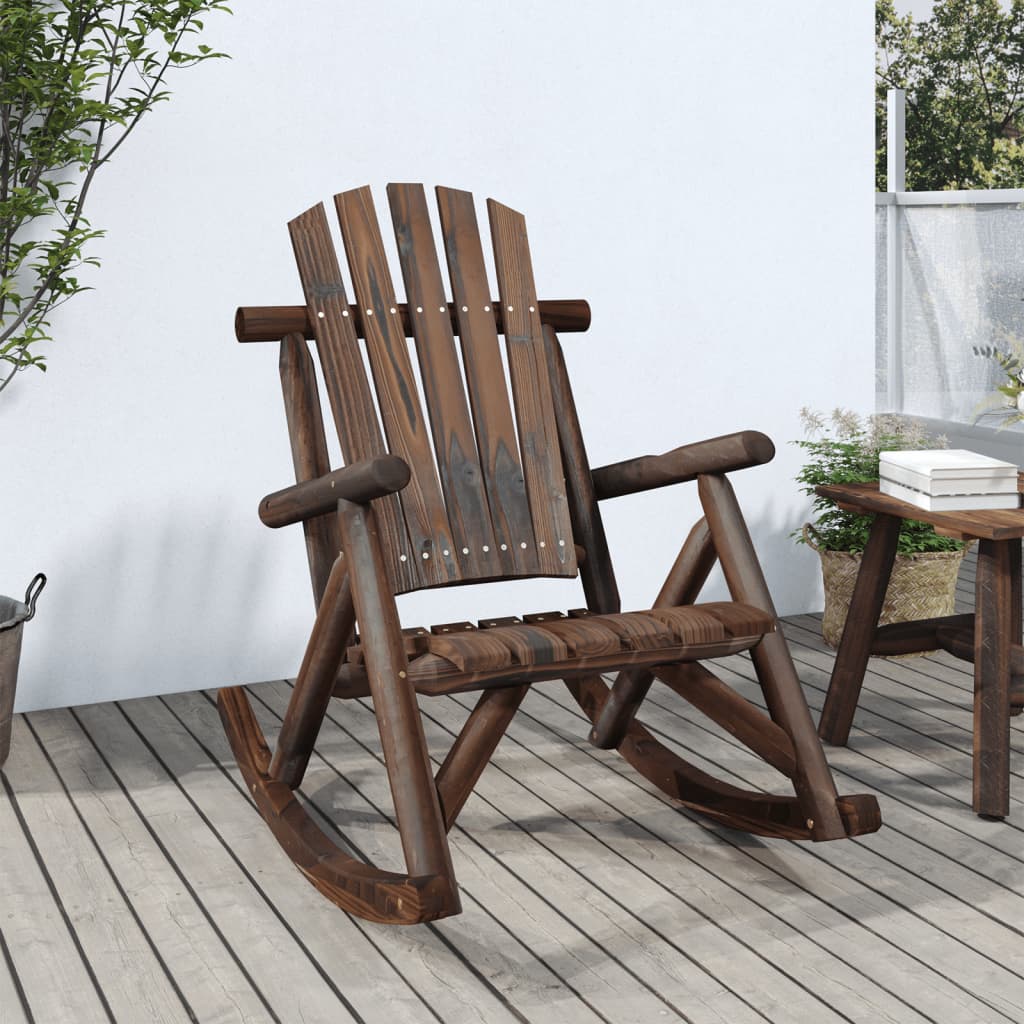 Garden Rocking Chair | Burned Wood Finish | Solid Spruce Wood | Standard
