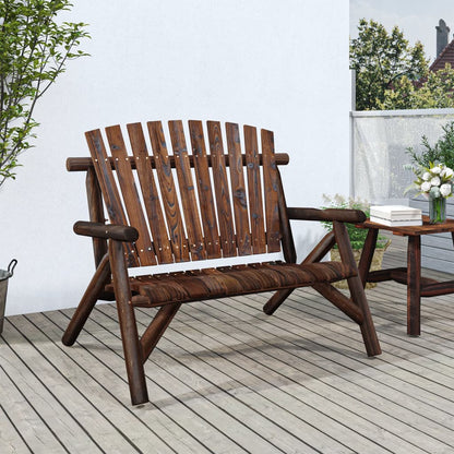 Garden Bench | Burned Wood | Solid spruce wood | Medium | Durable