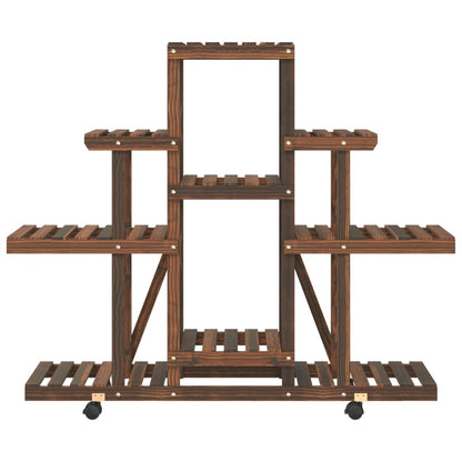 Flower Stand with Wheels 110x25x101 cm Solid Wood Fir