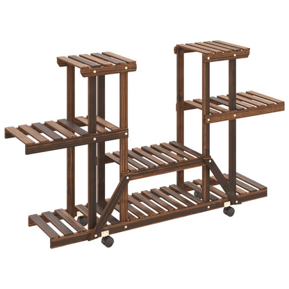 Flower Stand with Wheels 110x25x78 cm Solid Wood Fir