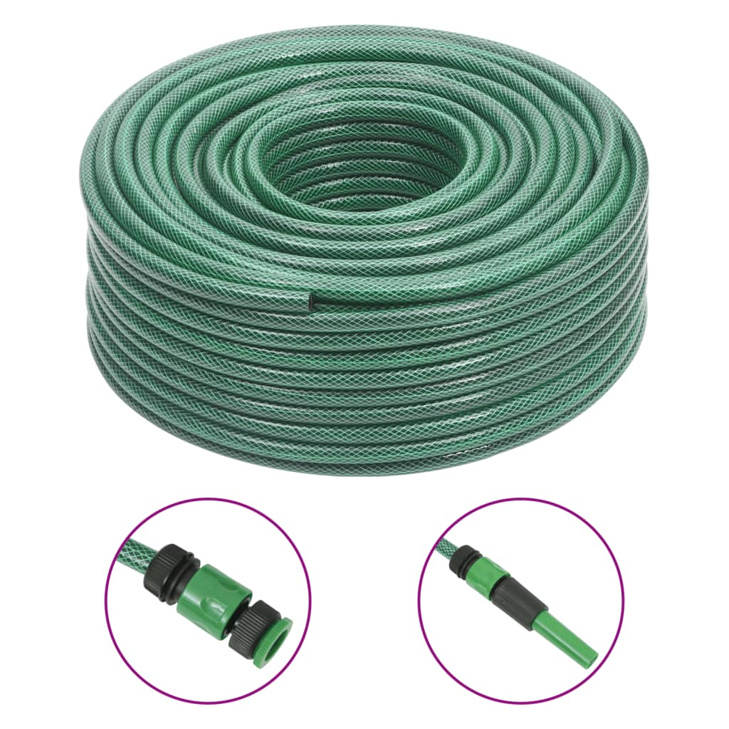 Garden Hose with Fitting Set Green 0.5" 100 m PVC