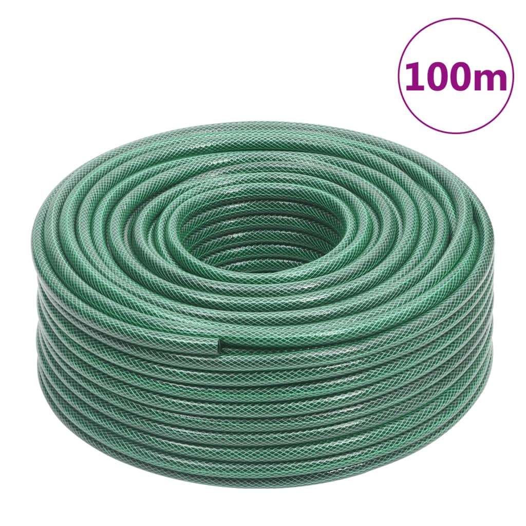 Garden Hose with Fitting Set Green 0.5" 100 m PVC