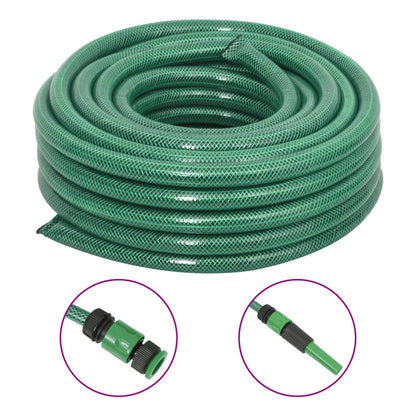 Garden Hose with Fitting Set Green 0.75" 100 m PVC
