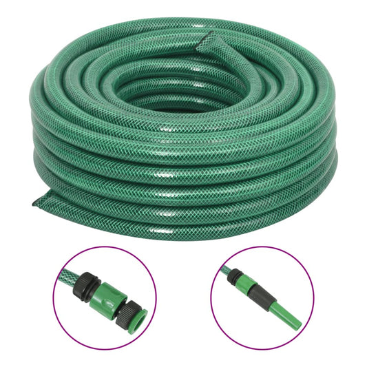 Garden Hose with Fitting Set Green 0.75" 100 m PVC