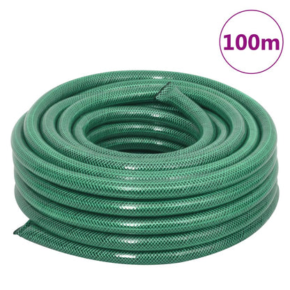 Garden Hose with Fitting Set Green 0.75" 100 m PVC