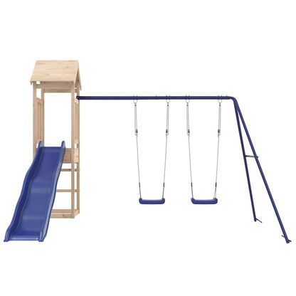 Outdoor Playset | Blue, Pine | Solid Pine Wood, Polypropylene | Large