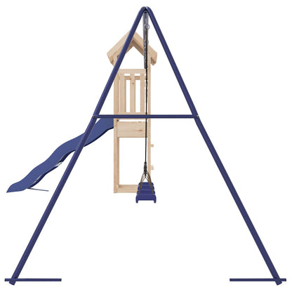 Outdoor Playset | Blue, Pine | Solid Pine Wood, Polypropylene | Large