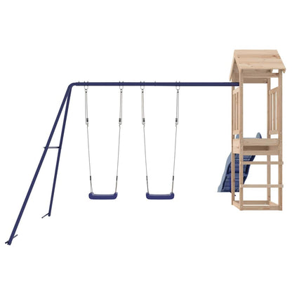 Outdoor Playset | Blue, Pine | Solid Pine Wood, Polypropylene | Large