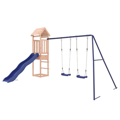 Outdoor Playset | Natural wood, Blue | Solid Douglas Fir wood | Large