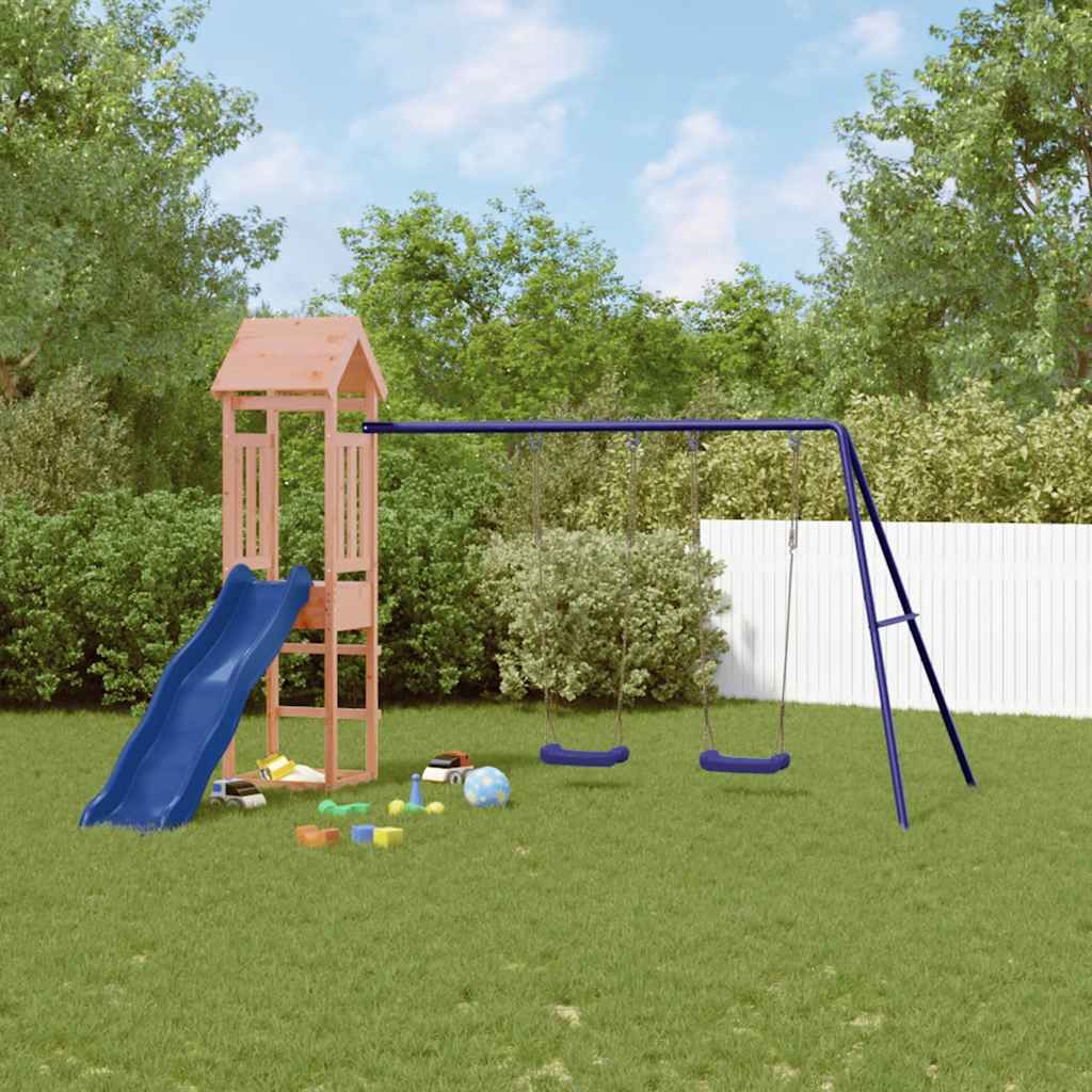 Outdoor Playset | Natural wood, Blue | Solid Douglas Fir wood | Large