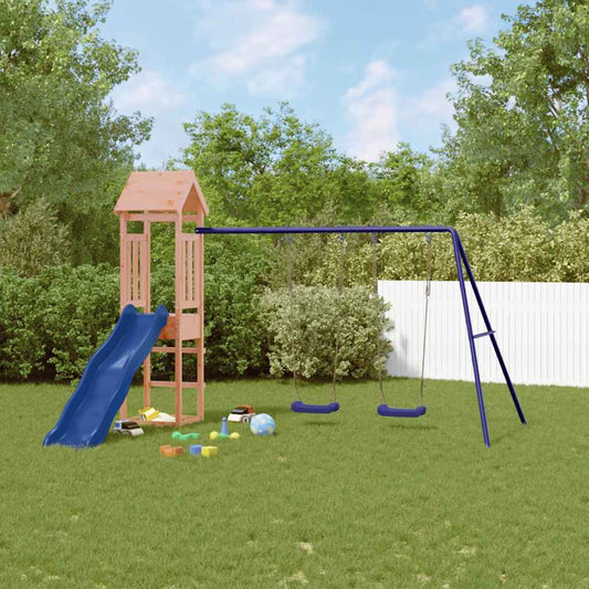 Outdoor Playset | Natural wood, Blue | Solid Douglas Fir wood | Large