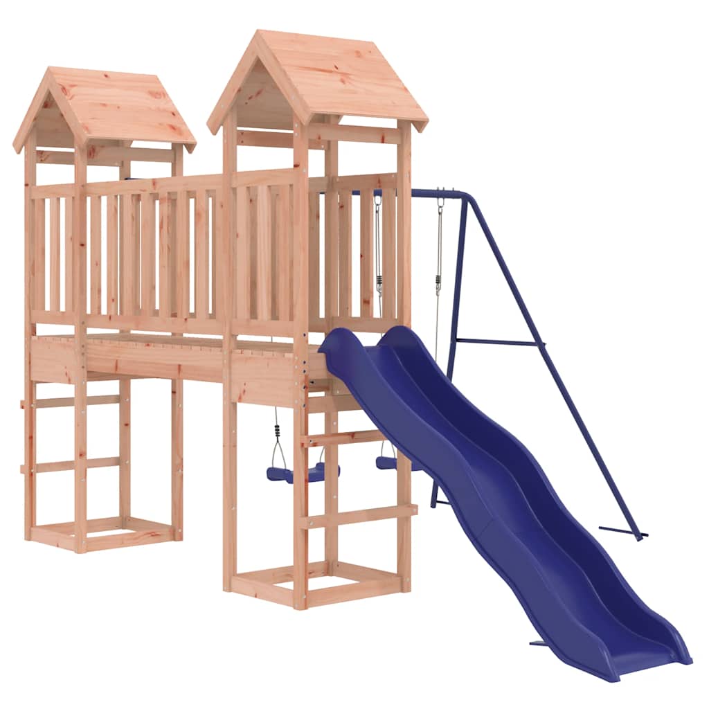 Outdoor Playset | Blue, Brown | Solid Douglas wood, Polypropylene (PP)